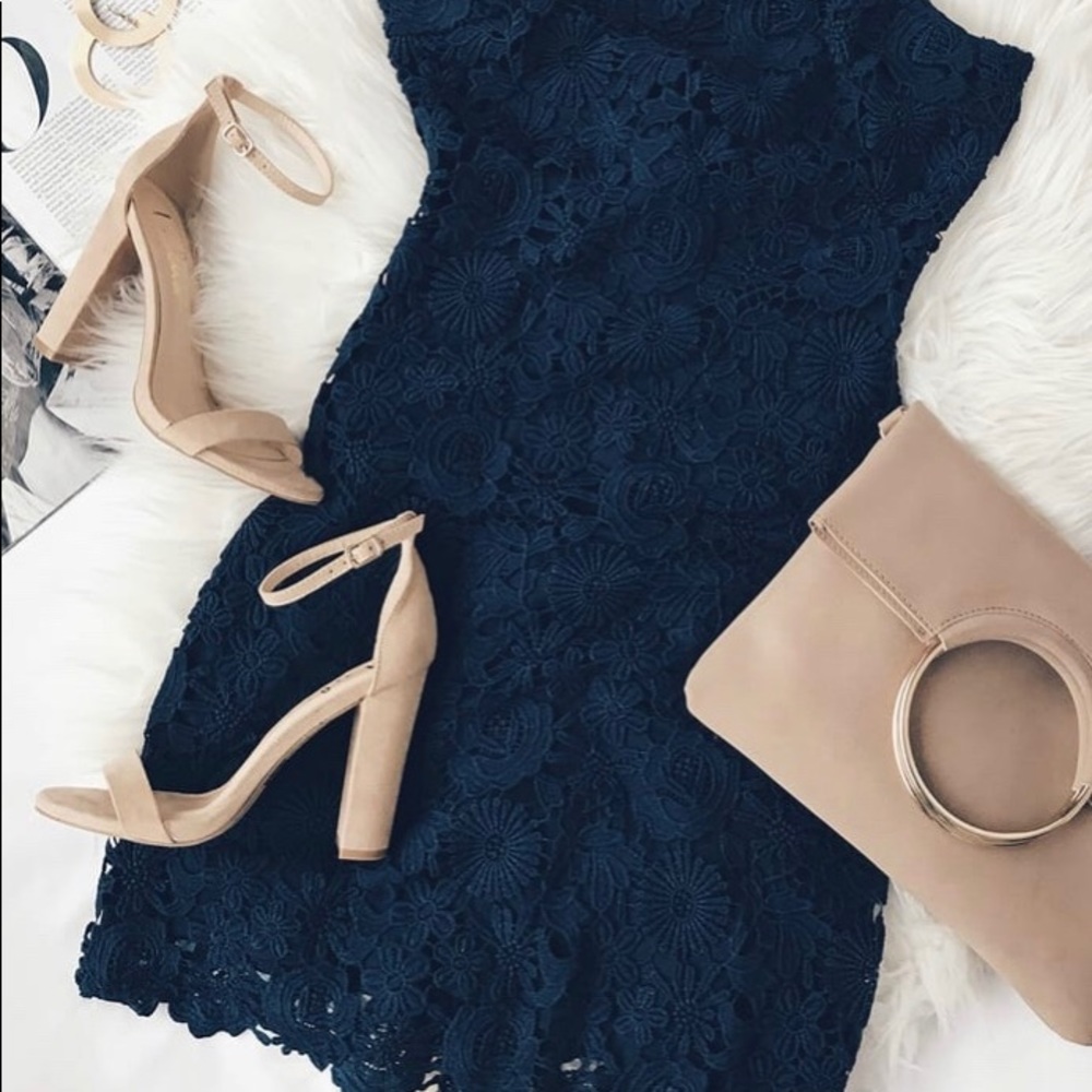 Navy mid length dress
